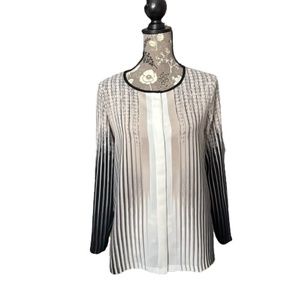 Alfani Women's Size 4 Multicolored Stripes Long Sleeves Buttoned Down Blouse Top